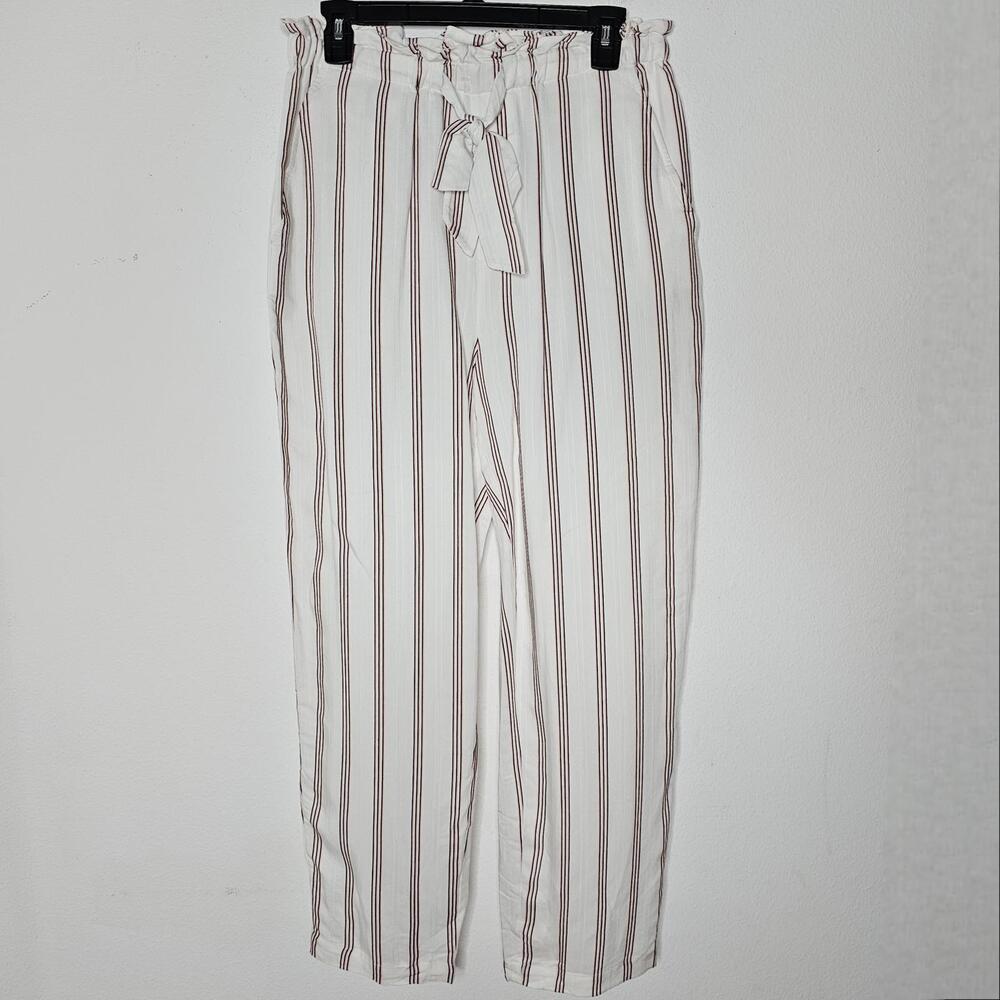 NWT Joie Women's White/Pink Striped/Cavell Pants Size Large